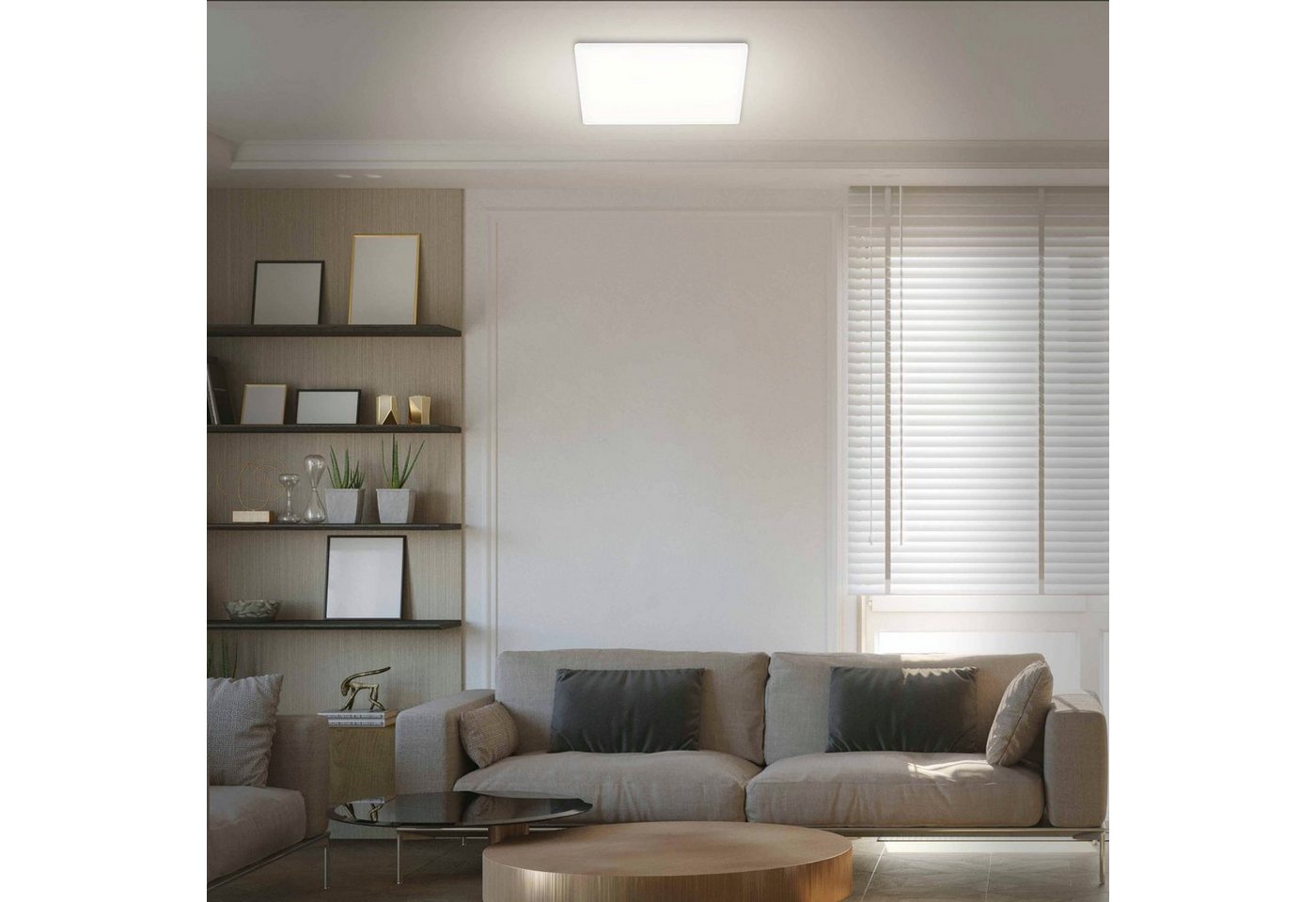 Briloner Leuchten LED Panel 7158416 SLIM, LED fest integriert, Neutralweiß, Deckenlampe, 42x42x2,9cm, Weiß, 22W, Wohnzimmer, Schlafzimmer, Küche – Bild 2 von 5