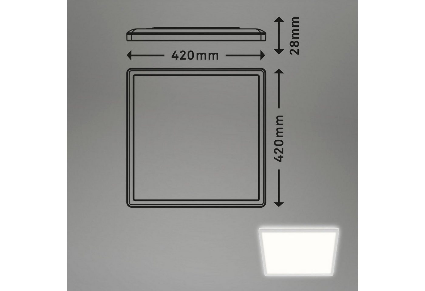 Briloner Leuchten LED Panel 7158416 SLIM, LED fest integriert, Neutralweiß, Deckenlampe, 42x42x2,9cm, Weiß, 22W, Wohnzimmer, Schlafzimmer, Küche – Bild 5 von 5