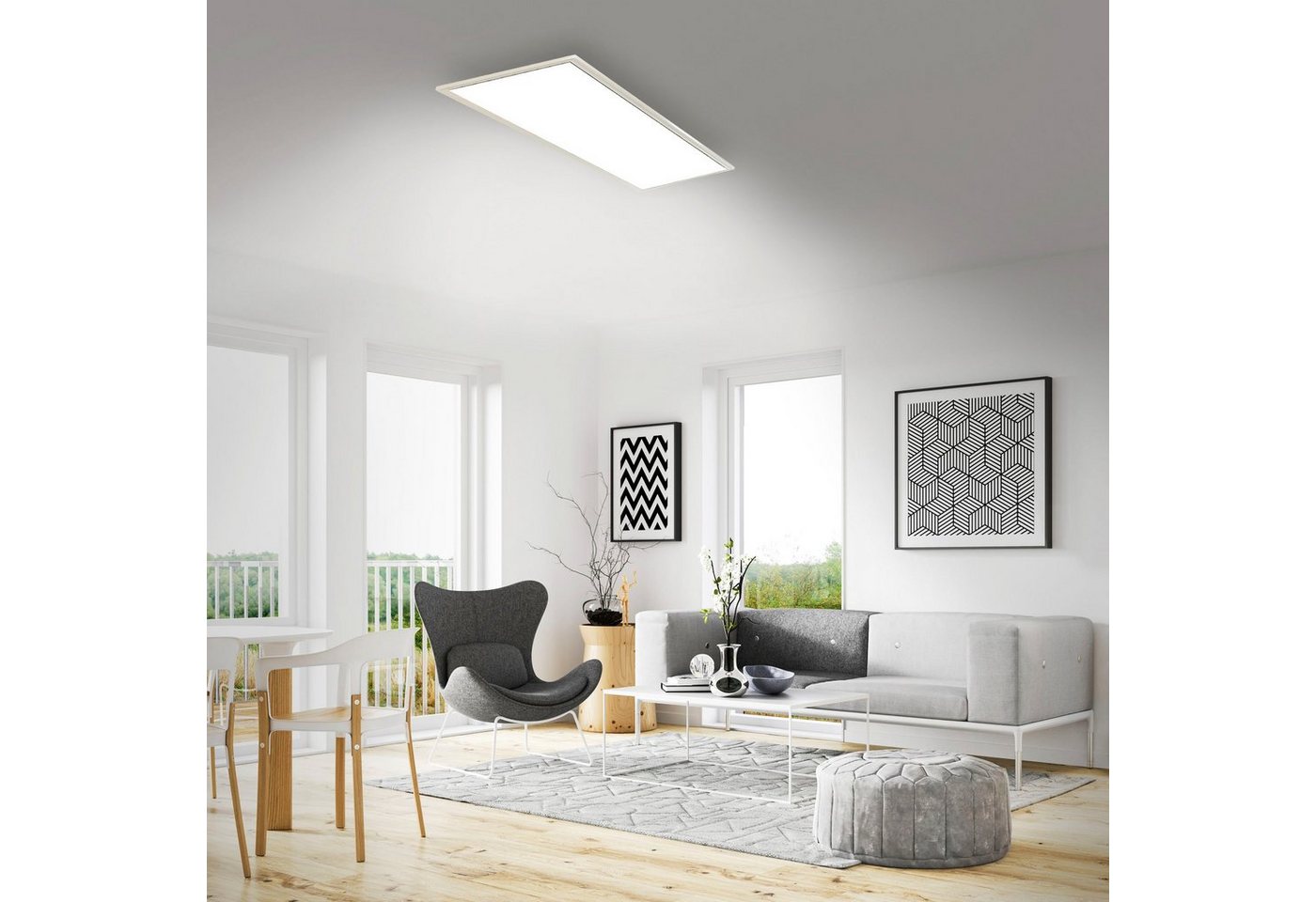 Briloner Leuchten LED Panel 7167016 Piatto, CCT - über Fernbedienung, LED fest integriert, Neutralweiß, Kaltweiß, Warmweiß, Tageslichtweiß, Deckenlampe, 100x25x – Bild 2 von 5