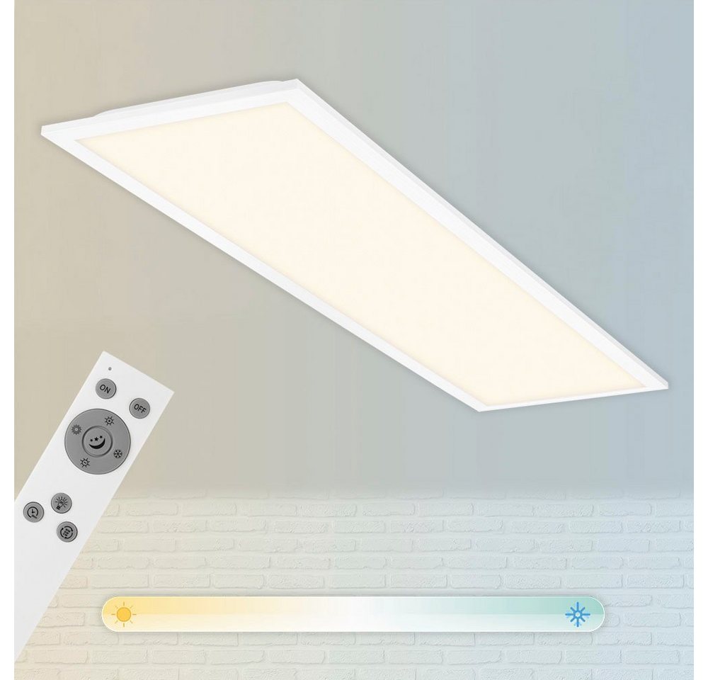 Briloner Leuchten LED Panel 7167016 Piatto, CCT - über Fernbedienung, LED fest integriert, Neutralweiß, Kaltweiß, Warmweiß, Tageslichtweiß, Deckenlampe, 100x25x – Bild 5 von 5