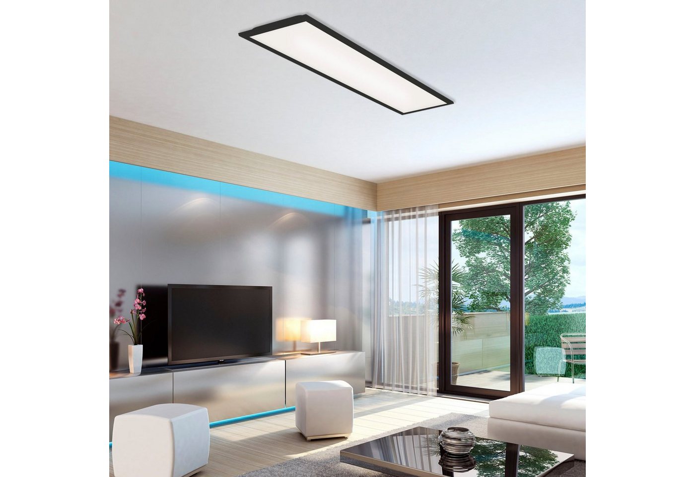 Briloner Leuchten LED Panel 7167016 Piatto, CCT - über Fernbedienung, LED fest integriert, Neutralweiß, Kaltweiß, Warmweiß, Tageslichtweiß, Deckenlampe, 100x25x – Bild 2 von 5