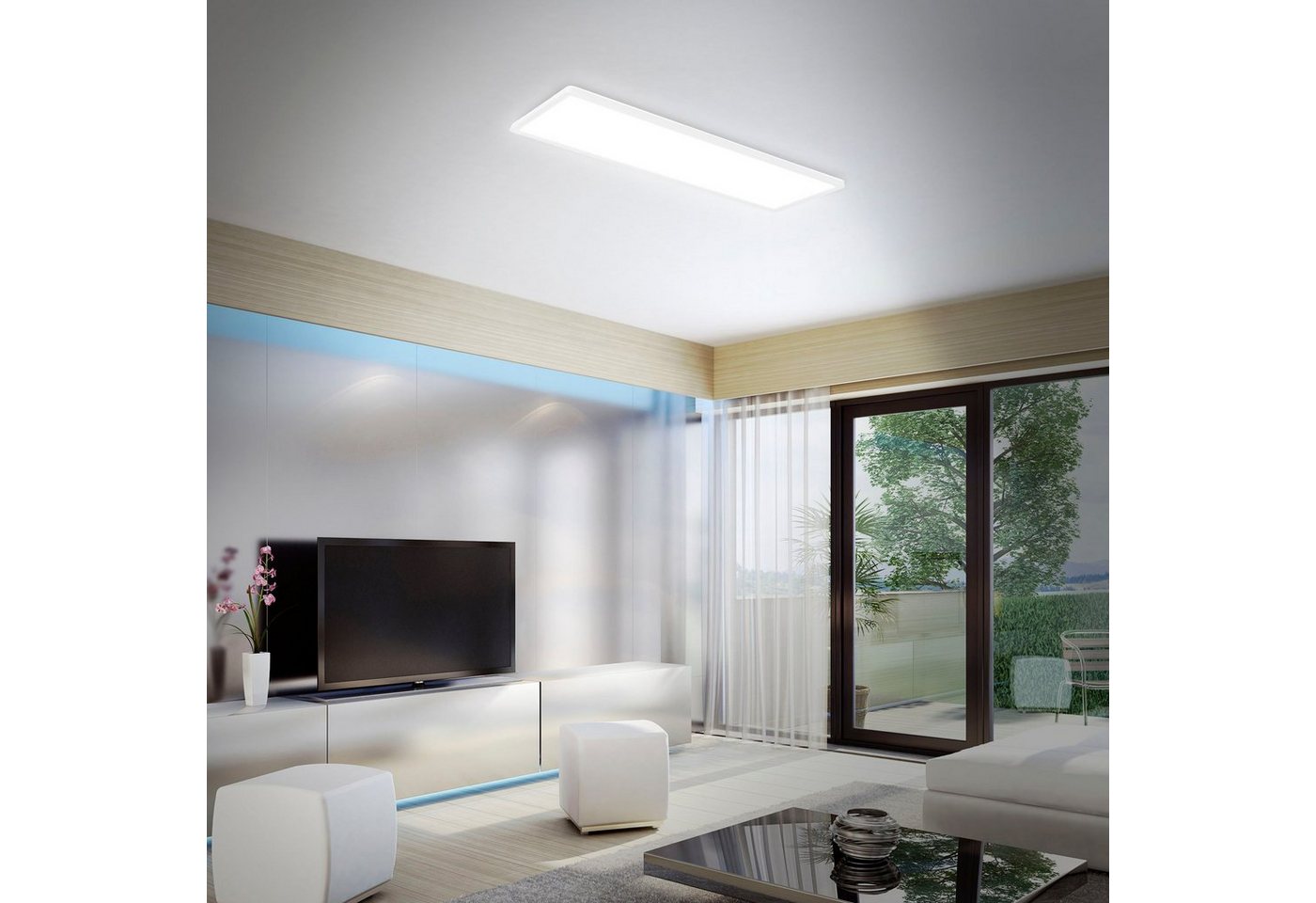 Briloner Leuchten LED Panel 7404016 SLIM, LED fest integriert, Farbwechsler, Neutralweiß, Kaltweiß, Warmweiß, Tageslichtweiß, Deckenlampe, 58x20x3cm, Weiß, 22W, – Bild 2 von 5