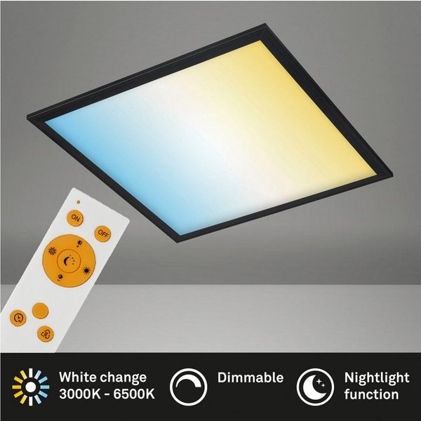 Briloner Leuchten LED Panel Ultraflaches CCT LED Panel, CCT - über Fernbedienung, Dimmer, Dimmfunktion, Ein-/Ausschalter, Farbsteuerung, Memoryfunktion, Nachtli