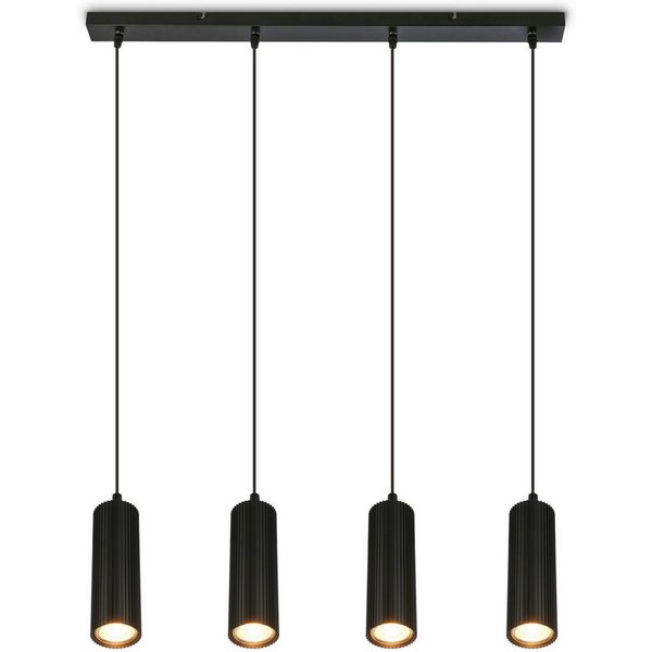 Briloner Leuchten LED Pendelleuchte Hängelampe Höhenverstellbar GU10 Riffle-Optik, 4-flammig, ohne Leuchtmittel, Abhängig vom Leuchtmittel, 20x120 cm, Esszimmer
