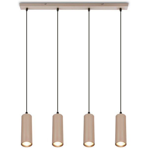 Briloner Leuchten LED Pendelleuchte Hängelampe Höhenverstellbar GU10 Riffle-Optik, 4-flammig, ohne Leuchtmittel, Abhängig vom Leuchtmittel, 20x120 cm, Esszimmer