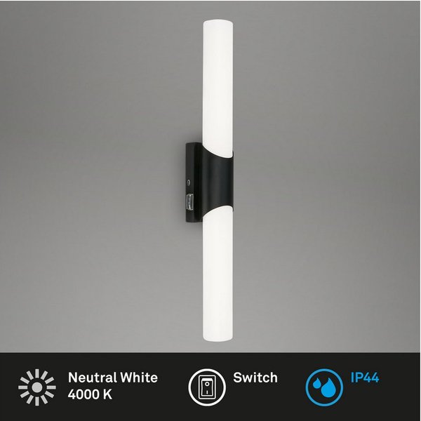 Briloner Leuchten LED Spiegelleuchte KLAK, Ein-/Ausschalter, LED fest integriert, Neutralweiß, 47 x 6,5 x 6,8 cm, Badezimmer, Spiegel, Badlampe