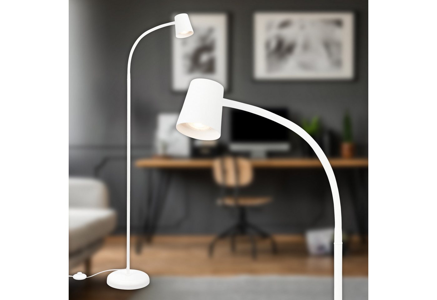 Briloner Leuchten LED Stehlampe Stehleuchte, weiß, 1xGU10/max. 9W exkl., ohne Leuchtmittel – Bild 4 von 5