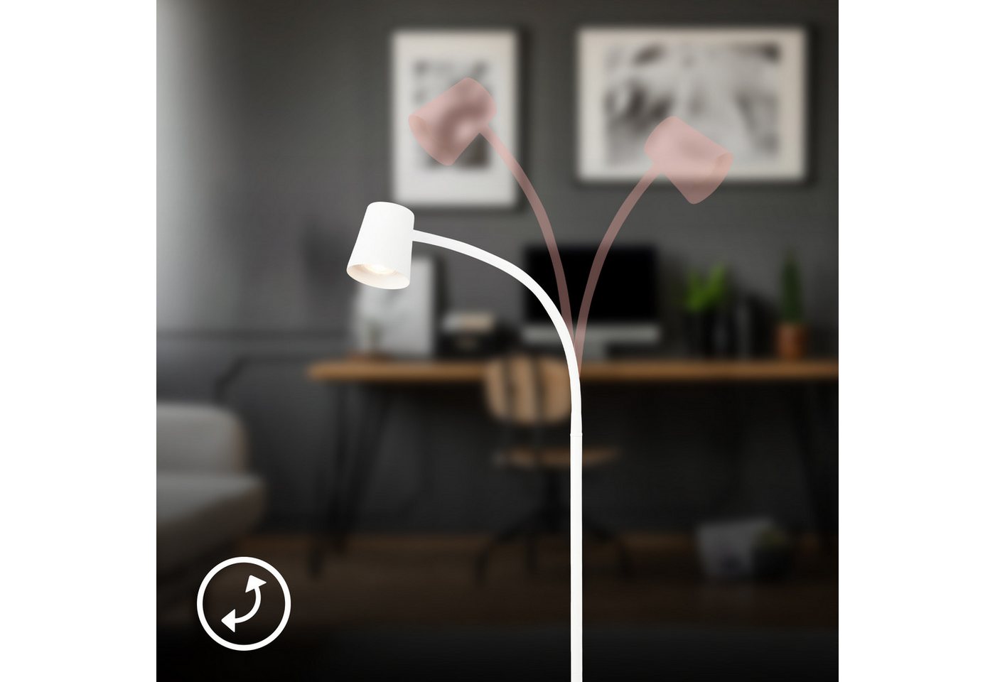 Briloner Leuchten LED Stehlampe Stehleuchte, weiß, 1xGU10/max. 9W exkl., ohne Leuchtmittel – Bild 5 von 5