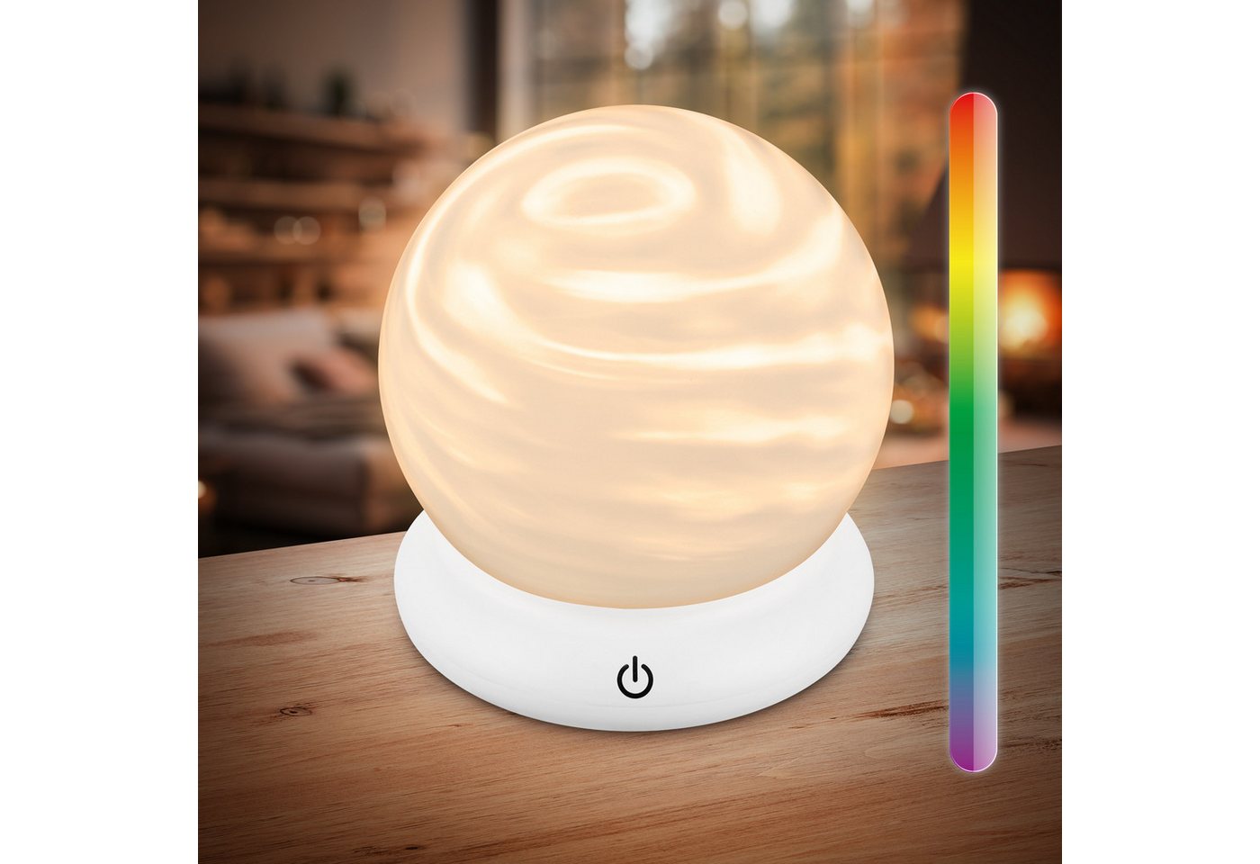Briloner Leuchten LED Tischleuchte LUSTRO, LED fest integriert, Warmweiß, 15x16,5 cm, Akku tauschbar, Wohnzimmer, Flur, Schlafzimmer – Bild 2 von 5