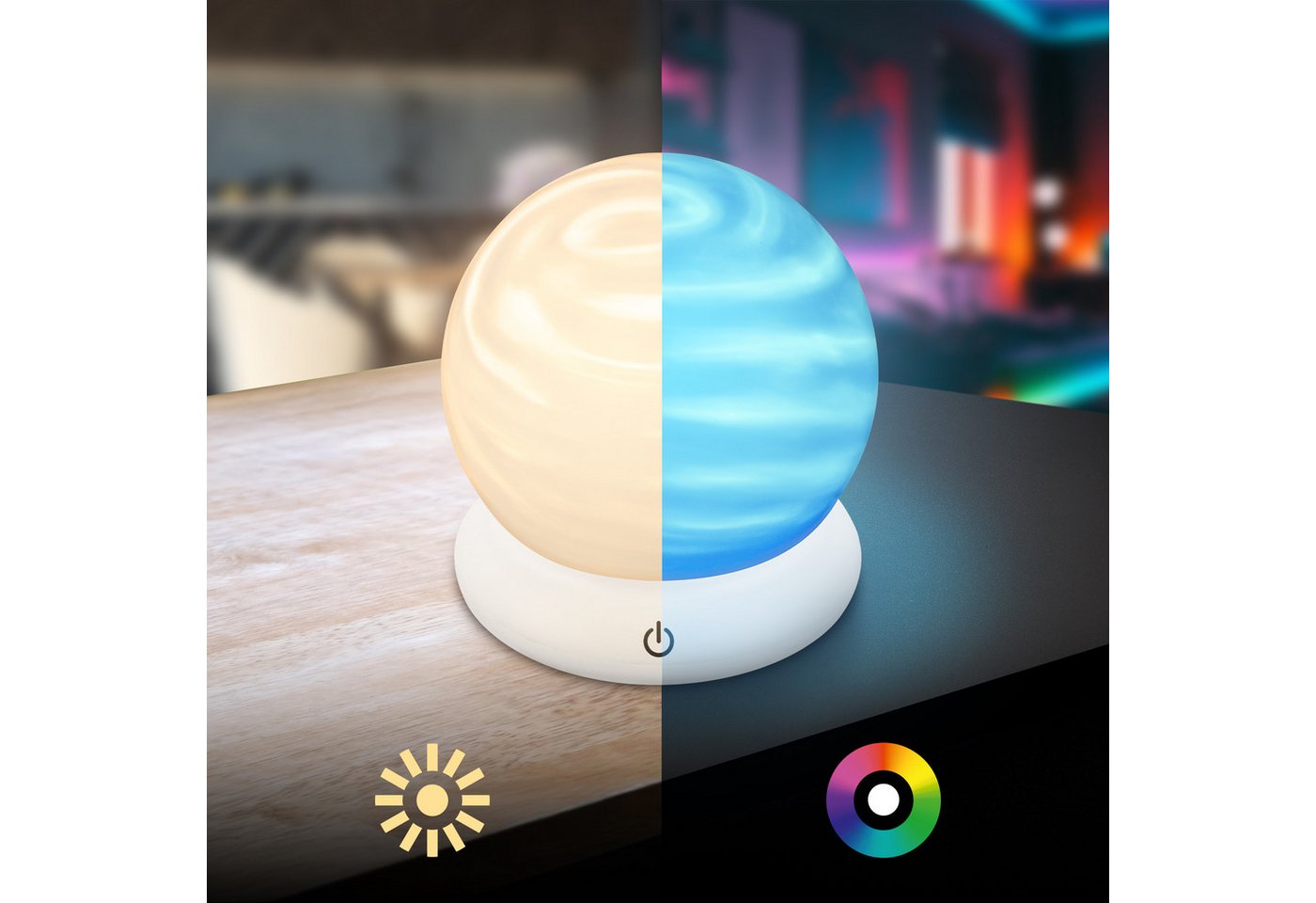 Briloner Leuchten LED Tischleuchte LUSTRO, LED fest integriert, Warmweiß, 15x16,5 cm, Akku tauschbar, Wohnzimmer, Flur, Schlafzimmer – Bild 5 von 5