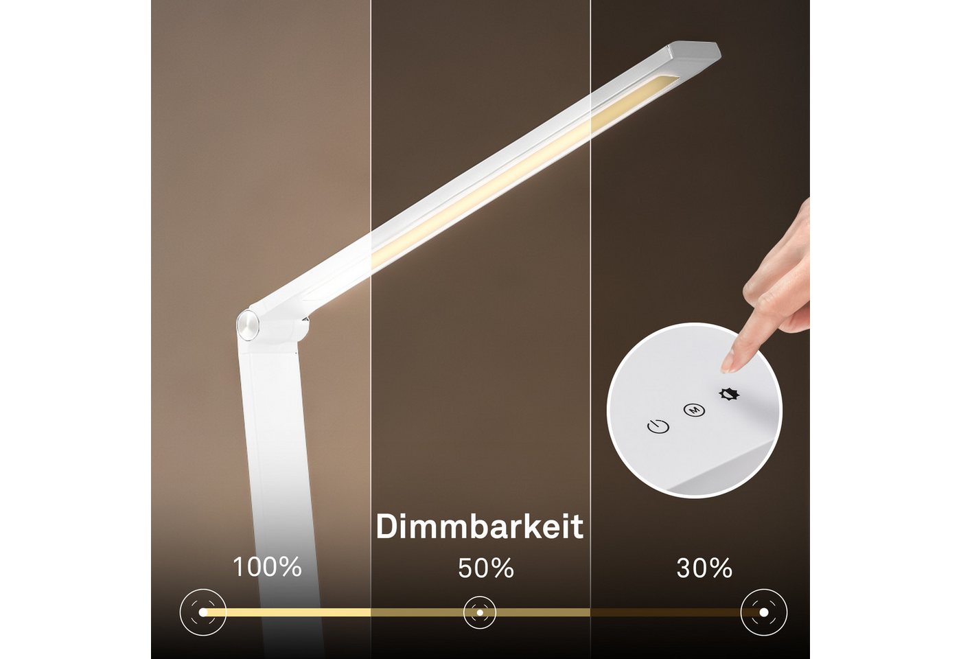 Briloner Leuchten LED Tischleuchte RICK, Dimmfunktion, LED fest integriert, warmweiß - kaltweiß, 18x38x31,5 cm, Büro, Kinderzimmer – Bild 3 von 5