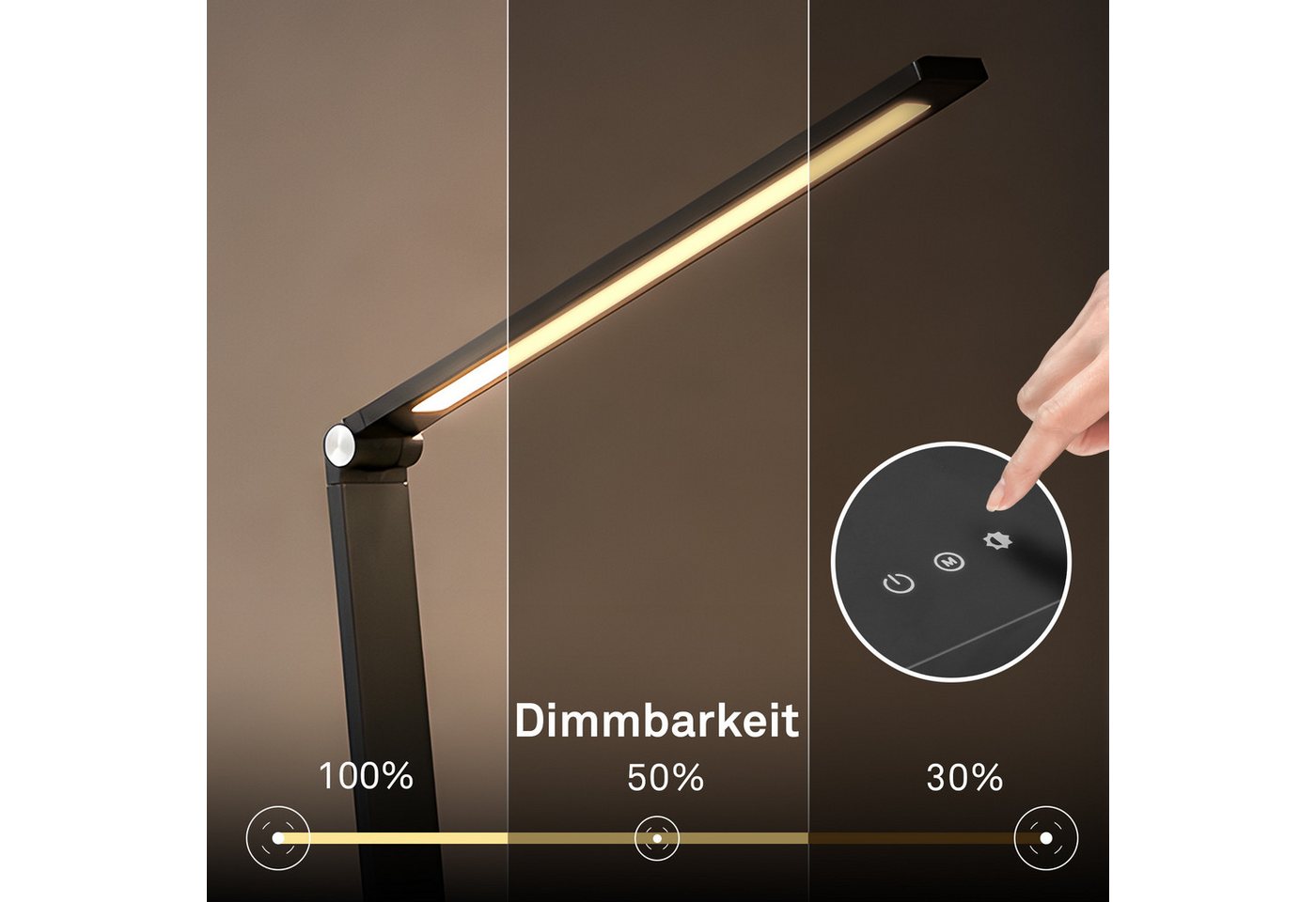 Briloner Leuchten LED Tischleuchte RICK, Dimmfunktion, LED fest integriert, warmweiß - kaltweiß, 18x38x31,5 cm, Büro, Kinderzimmer – Bild 3 von 5