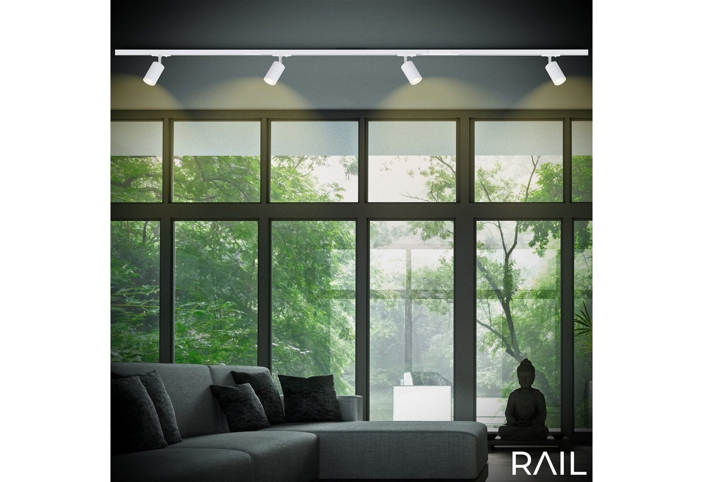 Briloner Leuchten Schienensystem-Sets RAIL, ohne Leuchtmittel, Schienensystem Rail 0,75 m Weiß max. 9W Decke Wohnzimmer Büro Küche – Bild 2 von 5