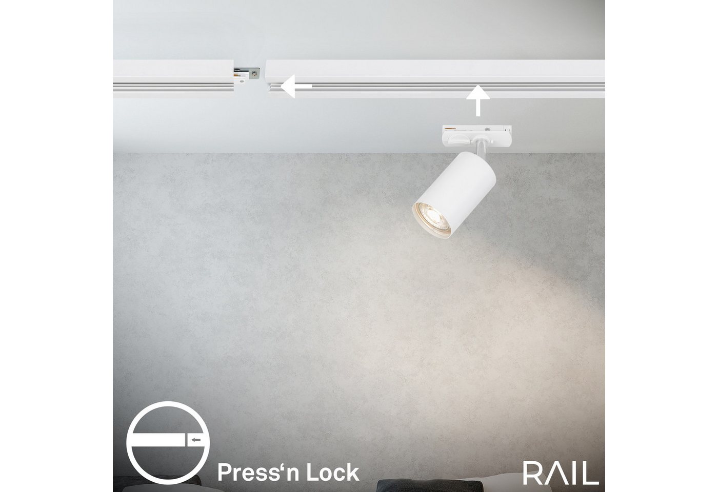Briloner Leuchten Schienensystem-Sets RAIL, ohne Leuchtmittel, Schienensystem Rail 0,75 m Weiß max. 9W Decke Wohnzimmer Büro Küche – Bild 5 von 5