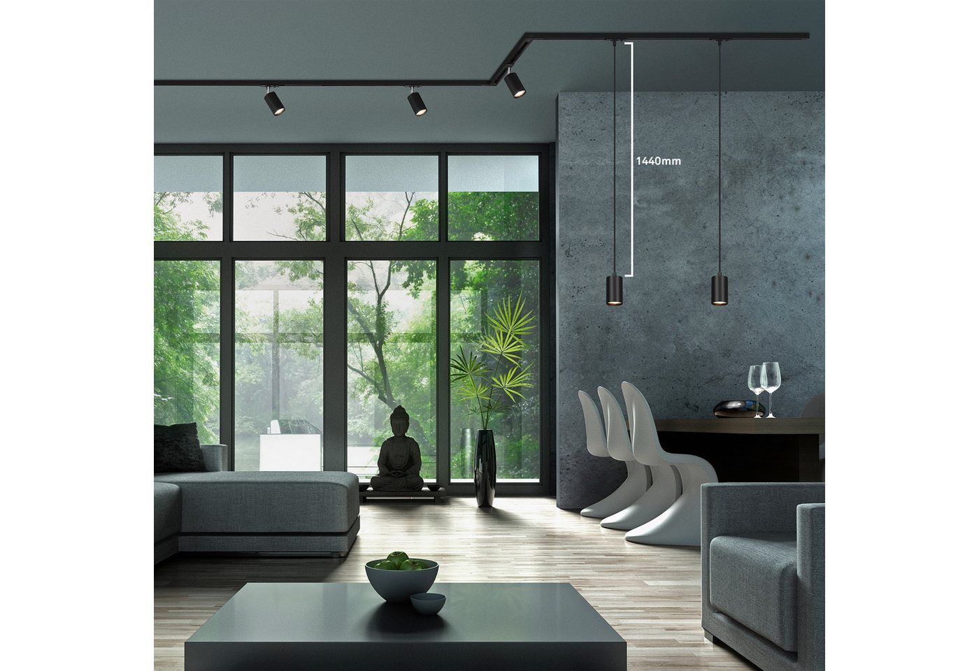 Briloner Leuchten Schienensystem-Sets RAIL, ohne Leuchtmittel, Schienensystem Rail 5,25 m Schwarz max.9W Decke Wohnzimmer Büro Küche – Bild 2 von 5