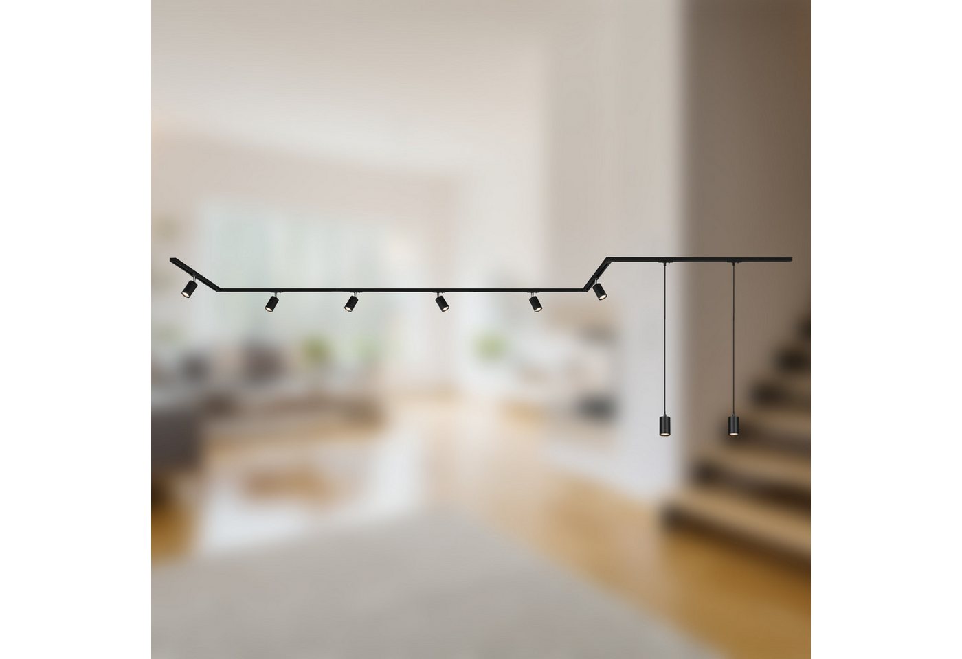 Briloner Leuchten Schienensystem-Sets RAIL, ohne Leuchtmittel, Schienensystem Rail 5,25 m Schwarz max.9W Decke Wohnzimmer Büro Küche – Bild 3 von 5