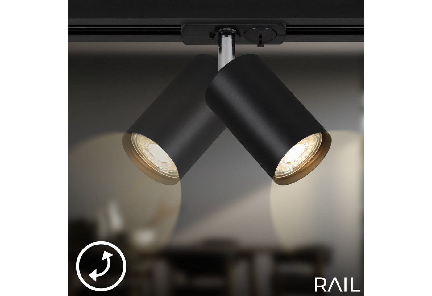 Briloner Leuchten Schienensystem-Sets RAIL, ohne Leuchtmittel, Schienensystem Rail 5,25 m Schwarz max.9W Decke Wohnzimmer Büro Küche – Bild 5 von 5