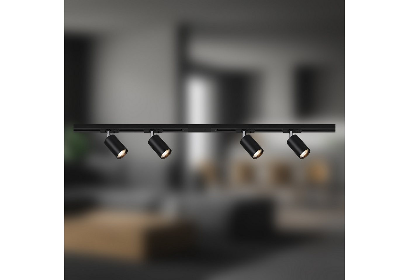 Briloner Leuchten Schienensystem-Sets RAIL, ohne Leuchtmittel, Schienensystem Rail 1,5 m Schwarz max. 9W Decke Wohnzimmer Büro Küche – Bild 3 von 5