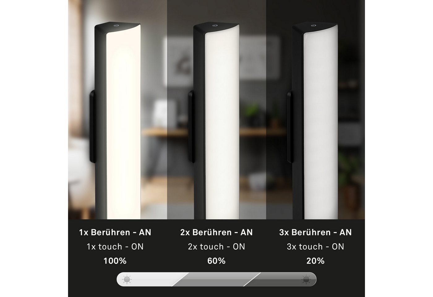 Briloner Leuchten Wandleuchte ZADAR, Dimmfunktion, LED fest integriert, Warmweiß, 14,5 x 30 cm, Indoor/Outdoor, Balkon, Wohnzimmer, Schlafzimmer – Bild 3 von 5