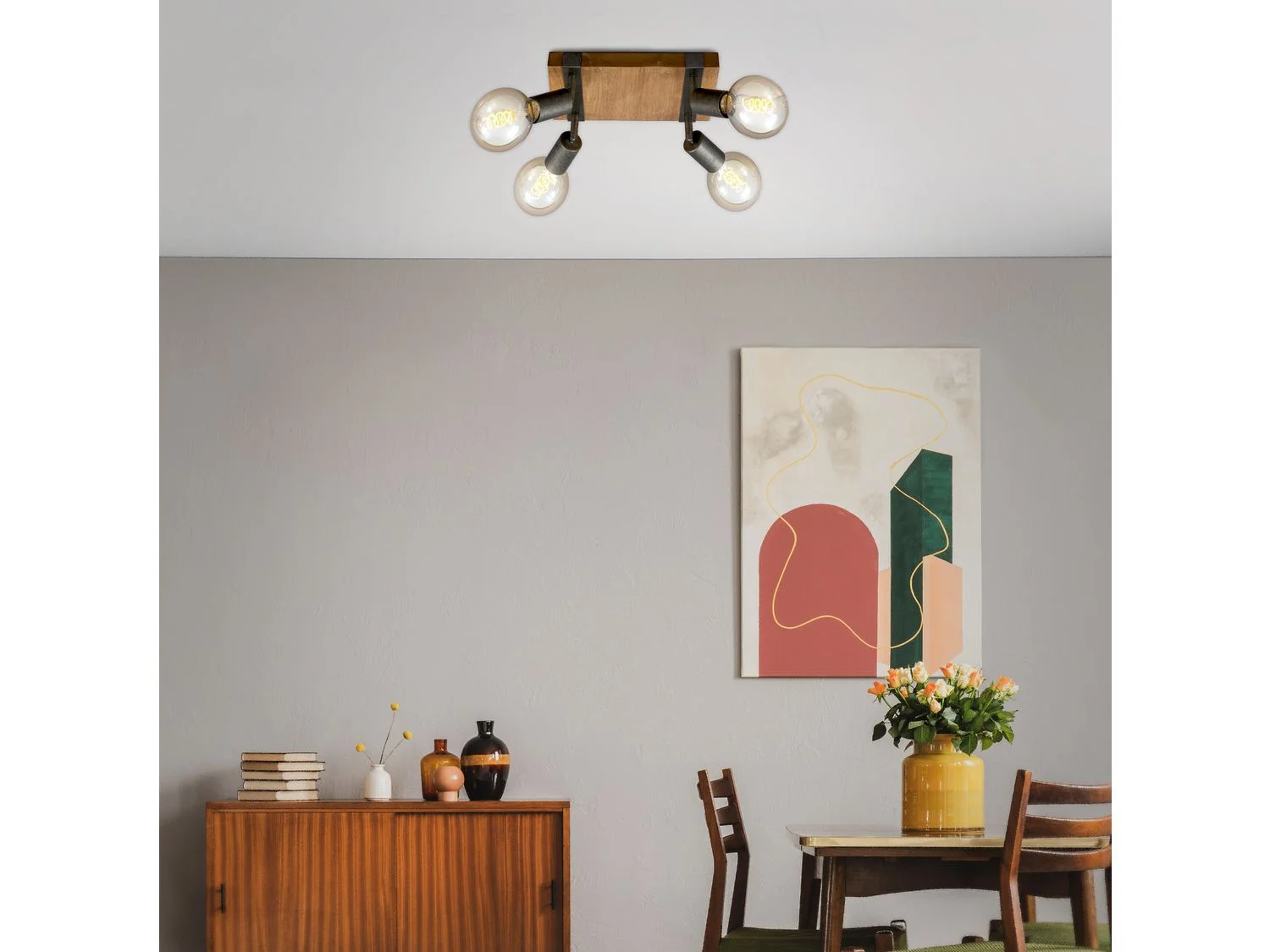 BRILONER Wand- Deckenleuchte Vintage Holz, verschiedene Ausführungen (4er Spot) – Bild 2 von 4