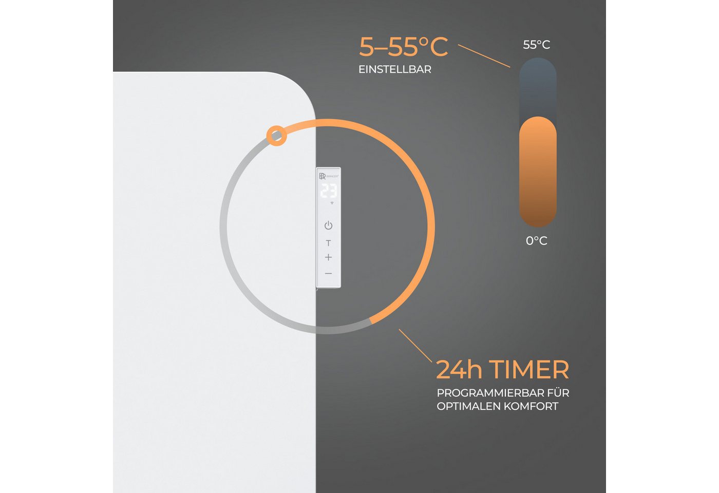 Bringer Infrarotheizung, 750 Watt Elektroheizung, mit Smart Thermostat, WiFI & App, bis 15m² – Bild 3 von 5