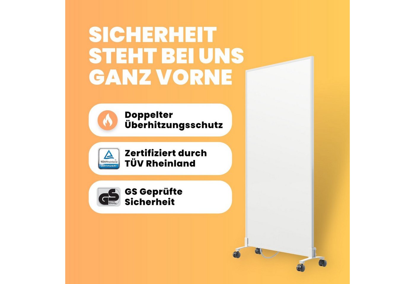 Bringer Infrarotheizung Standgerät, 300-1200 Watt, inkl. Standfüße, 5 Jahre Garantie, TÜV – Bild 4 von 5