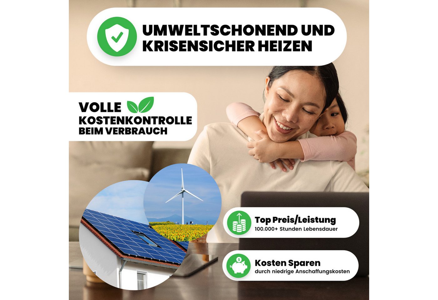 Bringer Infrarotheizung Standgerät, 300-1200 Watt, inkl. Standfüße, 5 Jahre Garantie, TÜV, schwarz – Bild 5 von 5