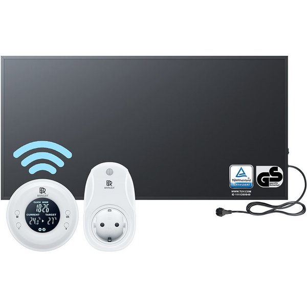 Bringer Infrarotheizung Wandheizung, 300-1200 Watt mit Thermostat Elektroheizung Schwarz