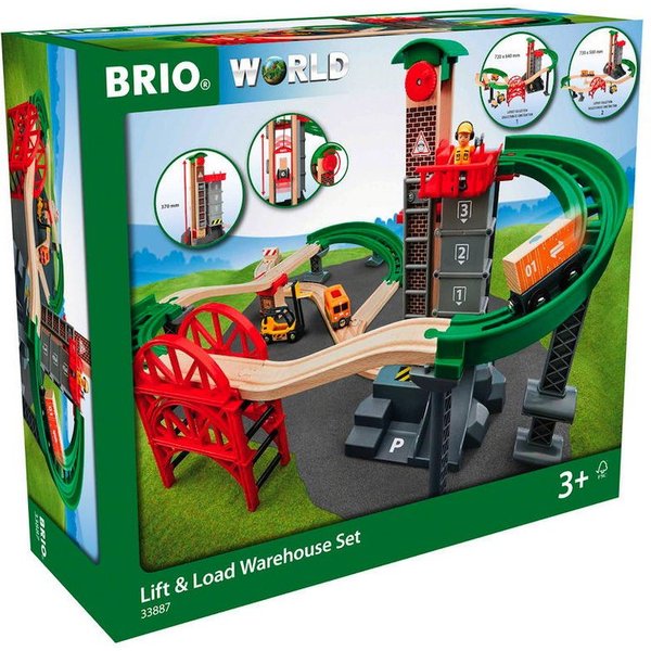 BRIO® Spielzeugeisenbahn-Set World Eisenbahn Set Großes Lagerhaus-Set mit Aufzug 32 Teile 33887