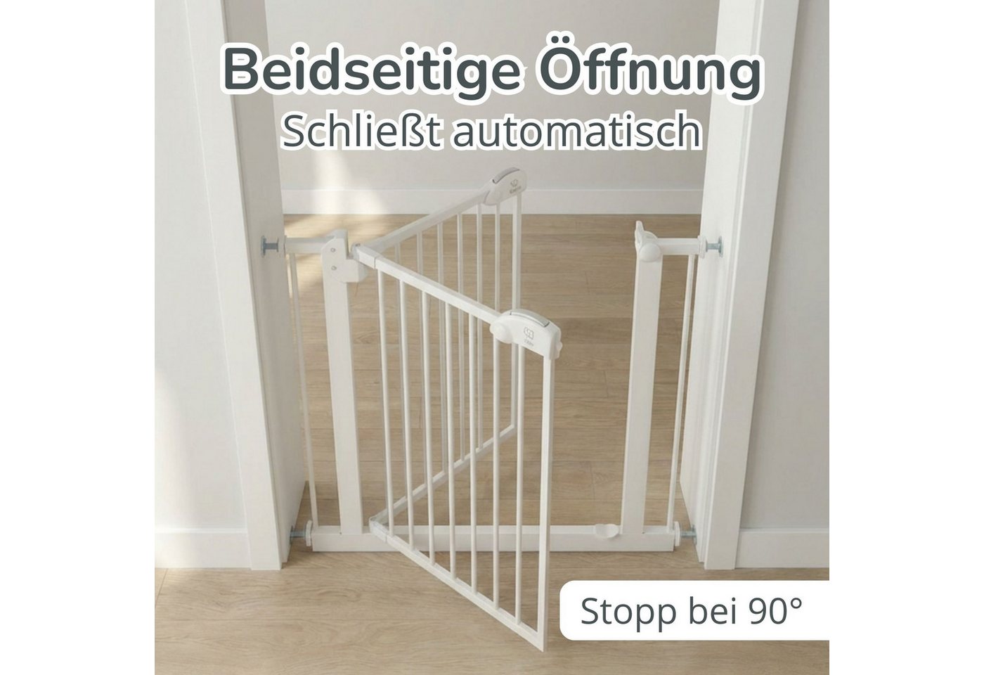 Bronea Treppenschutzgitter CLEO Türgitter ohne Bohren Kinderschutzgitter Treppengitter (zum Klemmen - ohne bohren für Tür & Treppe 75–165 cm verlängerbar, Beids – Bild 5 von 5
