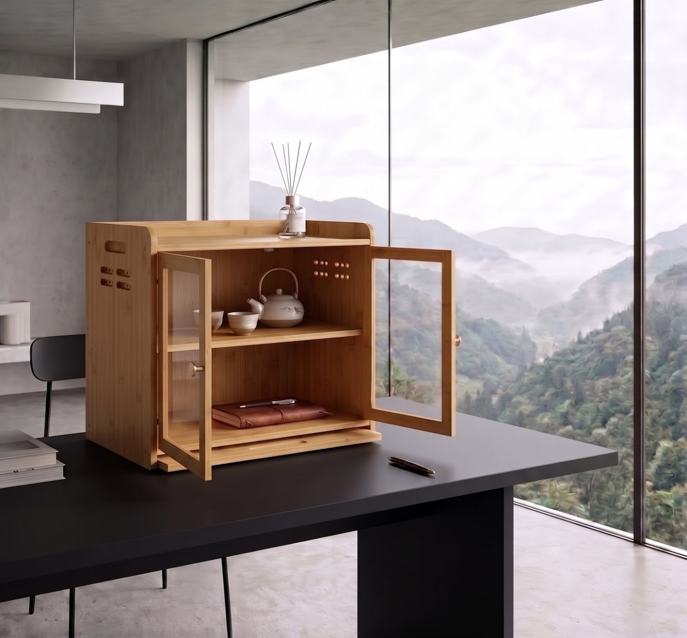 AdelDream Brotkasten AdelDream Bambus Küchen Organizer mit Brotschrank, Schneidebrett – Bild 5 von 5