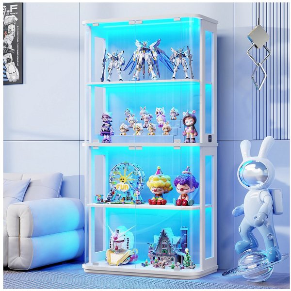 BROTTAR Glasvitrine im Runddesign 4 Ebenen mit LED Beleuchtung & Sensor (1-St) Vitrine für Figuren und Sammlungen