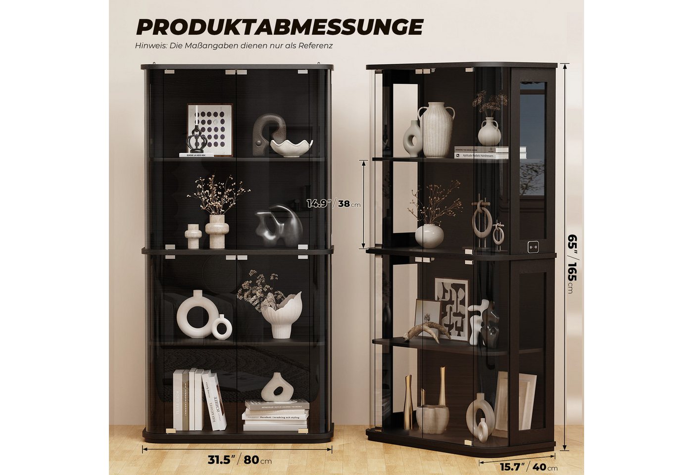 BROTTAR Glasvitrine im Runddesign 4 Ebenen mit LED Beleuchtung & Sensor (1-St) Vitrine für Figuren und Sammlungen – Bild 4 von 5
