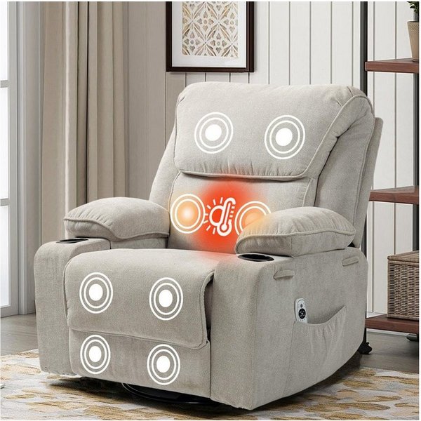BRTHORY Massagesessel Relaxsessel mit Massagefunktion, Fernsehsessel, 360°drehbar (1-St), Massagesessel mit Liege- und Schaukel-Funktion