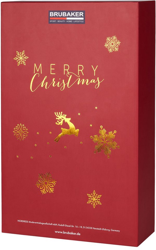 BRUBAKER befüllbarer Adventskalender DIY Weihnachtskalender mit 24 Türchen zum Befüllen - Rot Grün Gold (Traditionelles Weihnachten, 1-tlg), Kalender für Gutsch – Bild 5 von 5