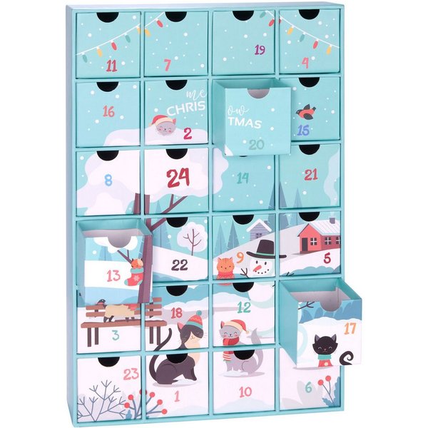 BRUBAKER befüllbarer Adventskalender DIY Weihnachtskalender für Katzen zum Befüllen - Haustier Kalender (mit 24 Türchen, 1-tlg), Kalender für Leckerlis Snacks S