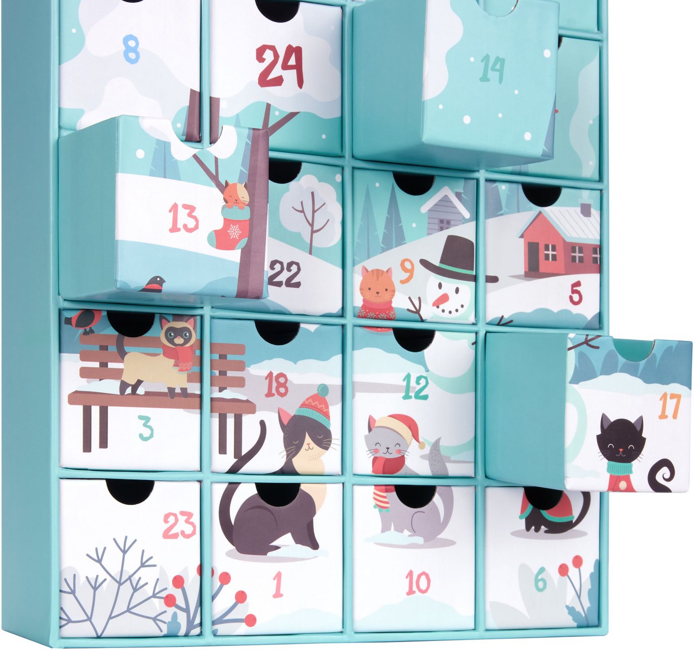 BRUBAKER befüllbarer Adventskalender DIY Weihnachtskalender für Katzen zum Befüllen - Haustier Kalender (mit 24 Türchen, 1-tlg), Kalender für Leckerlis Snacks S – Bild 3 von 5