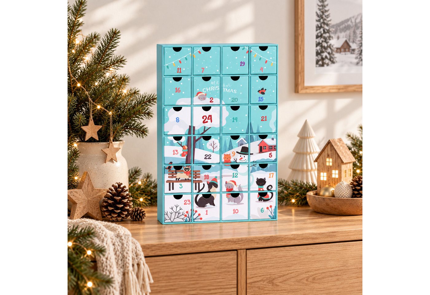 BRUBAKER befüllbarer Adventskalender DIY Weihnachtskalender für Katzen zum Befüllen - Haustier Kalender (mit 24 Türchen, 1-tlg), Kalender für Leckerlis Snacks S – Bild 4 von 5