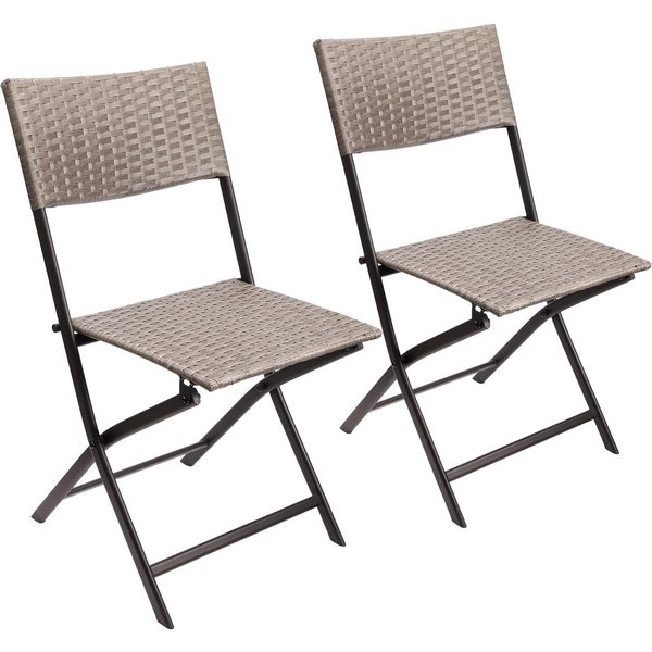 BRUBAKER Campingstuhl Toskana - Polyrattan Klappstuhl wetterfest und robust (Balkonstuhl klappbar, 2 St), Camping Stuhl für Garten Balkon Terrasse - Gartenstuhl