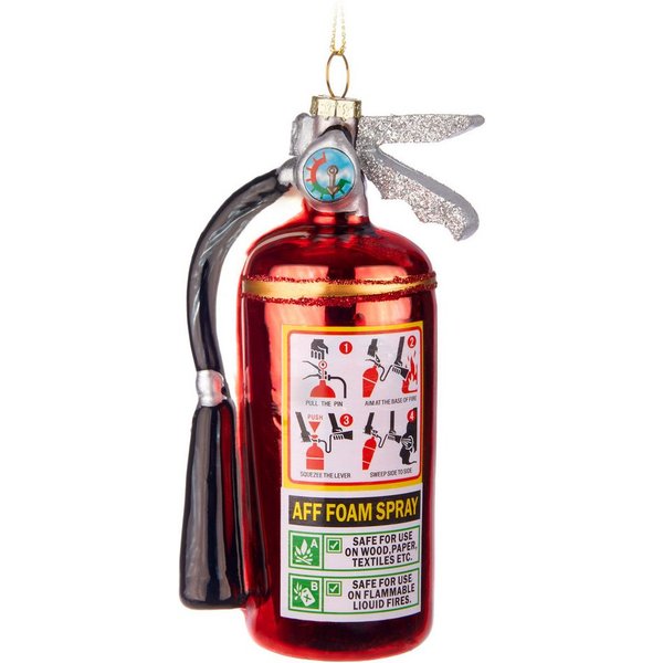 BRUBAKER Christbaumschmuck Handbemalte Weihnachtskugel Feuerwehr, Weihnachtsdekoration aus Glas, mundgeblasenes Unikat - 10 cm