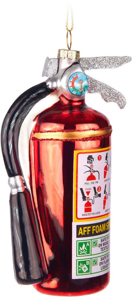 BRUBAKER Christbaumschmuck Handbemalte Weihnachtskugel Feuerwehr, Weihnachtsdekoration aus Glas, mundgeblasenes Unikat - 10 cm – Bild 2 von 5
