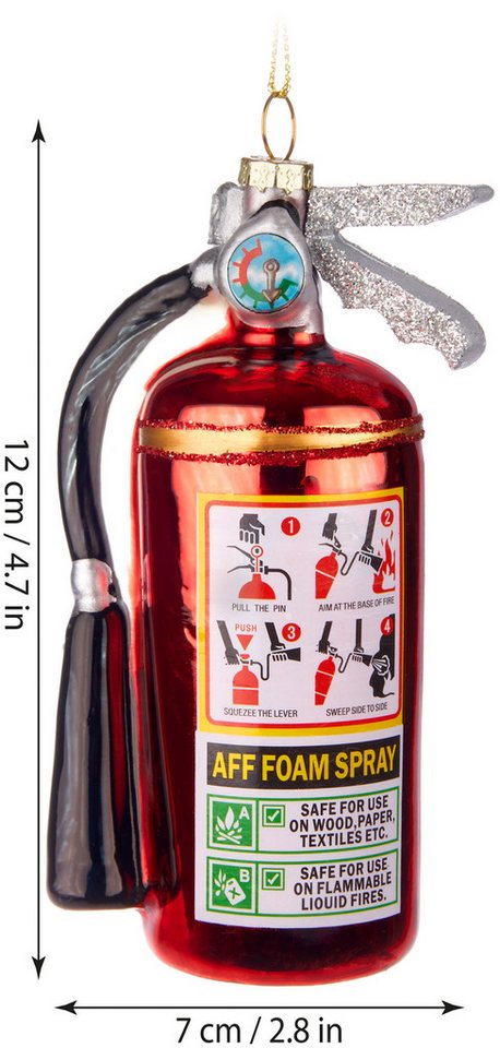 BRUBAKER Christbaumschmuck Handbemalte Weihnachtskugel Feuerwehr, Weihnachtsdekoration aus Glas, mundgeblasenes Unikat - 10 cm – Bild 5 von 5
