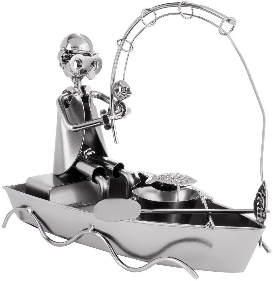 BRUBAKER Dekofigur Schraubenmännchen Angler im Boot (1 St), kunstvolle Metallskulptur für Angler und Fischer – Bild 2 von 5