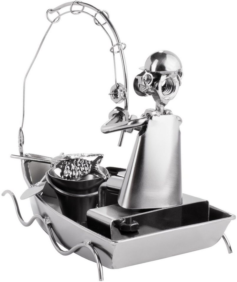 BRUBAKER Dekofigur Schraubenmännchen Angler im Boot (1 St), kunstvolle Metallskulptur für Angler und Fischer – Bild 4 von 5