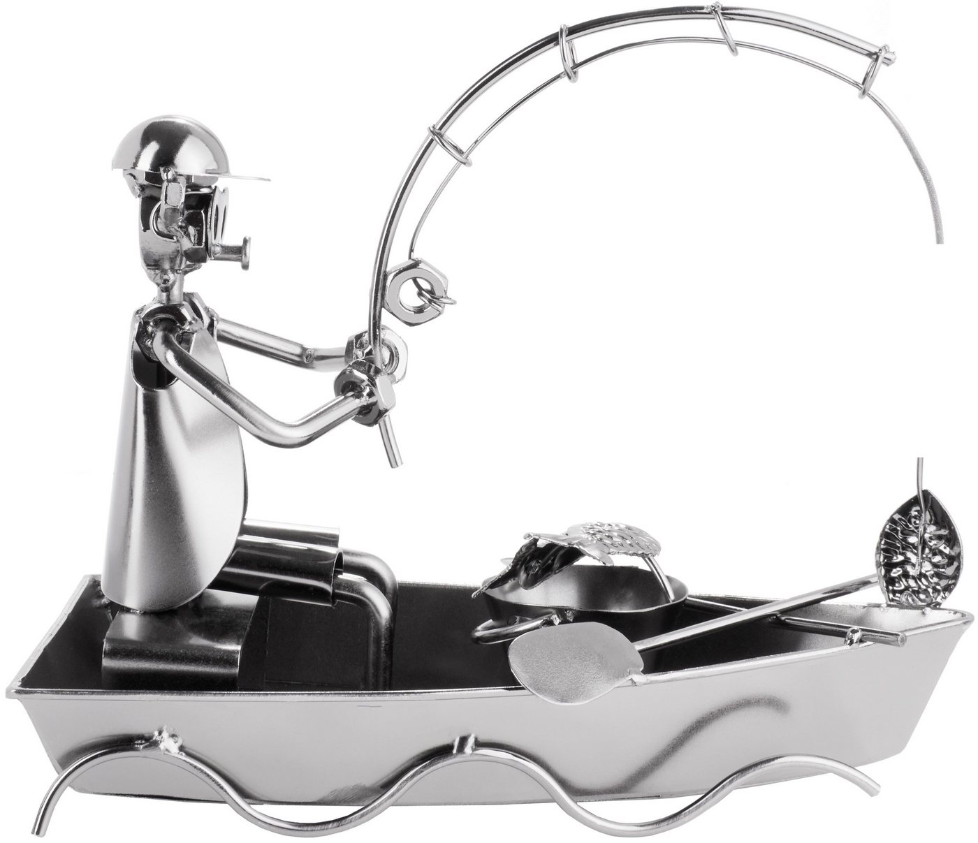 BRUBAKER Dekofigur Schraubenmännchen Angler im Boot (1 St), kunstvolle Metallskulptur für Angler und Fischer – Bild 5 von 5