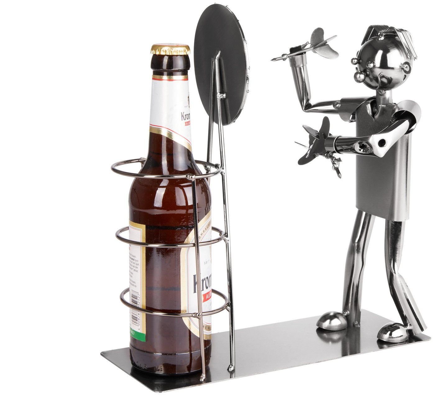 BRUBAKER Flaschenhalter Bierflaschenhalter Darts Meisterschaft, (Bier Halter mit Grußkarte für Dartspieler und Darts Fans, 1-St), Metall Skulptur Flaschenstände – Bild 2 von 5