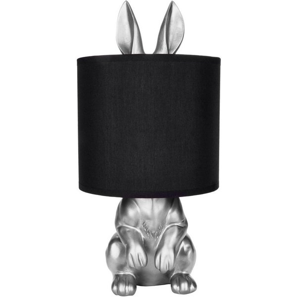 BRUBAKER Nachttischlampe Tischleuchte Hase Gold oder Silber - Tischlampe mit Lampenschirm, ohne Leuchtmittel, Motiv Lampe mit Keramikfuß, Höhe 42 cm