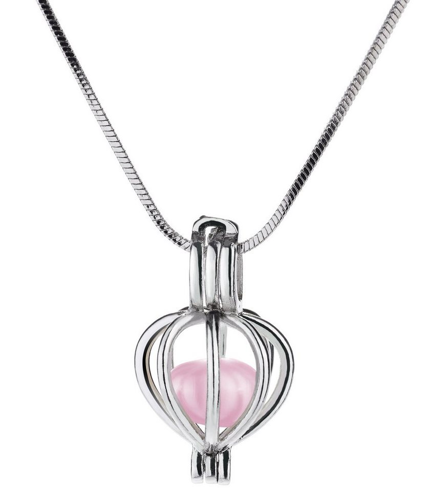 BRUBAKER Perlenketten-Set Schutzengel-Wunschperle als Schutzamulett (4-tlg., Geschenkset mit Silberkette und Muschel), Halskette mit Körbchen-Anhänger und echte – Bild 3 von 5