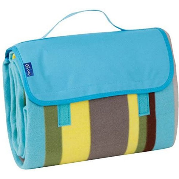 Picknickdecke Picknick Fleecedecke 150 x 135 cm mit wasserfester PEVA Unterseite, BRUBAKER, Große Stranddecke bunt für Wandern, See, Strand