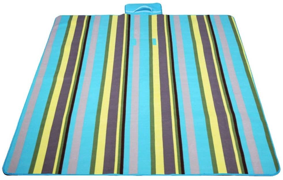Picknickdecke Picknick Fleecedecke 150 x 135 cm mit wasserfester PEVA Unterseite, BRUBAKER, Große Stranddecke bunt für Wandern, See, Strand – Bild 2 von 2